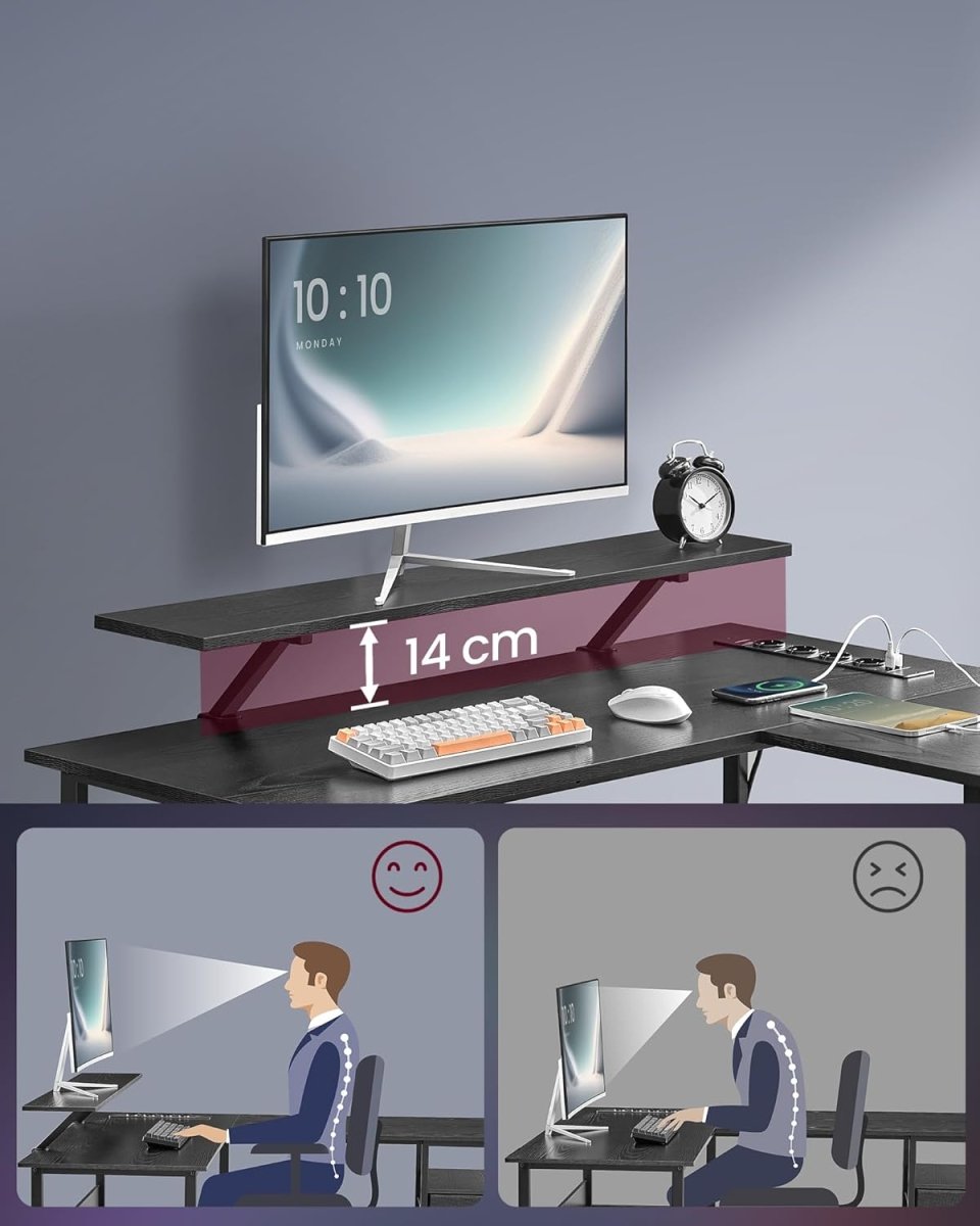 L - vormig Hoekbureau met LED - Verlichting & Stopcontacten - USB - Poorten - Gamebureau - De Vries Meubels