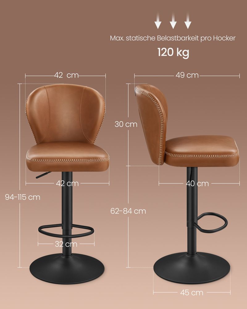 Luxe Barstoelen Set van 2 - Verstelbaar - 360° Draaibaar - De Vries Meubels