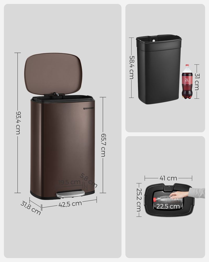 Moderne Pedaalemmer - 50 Liter - Prullenbak - De Vries Meubels