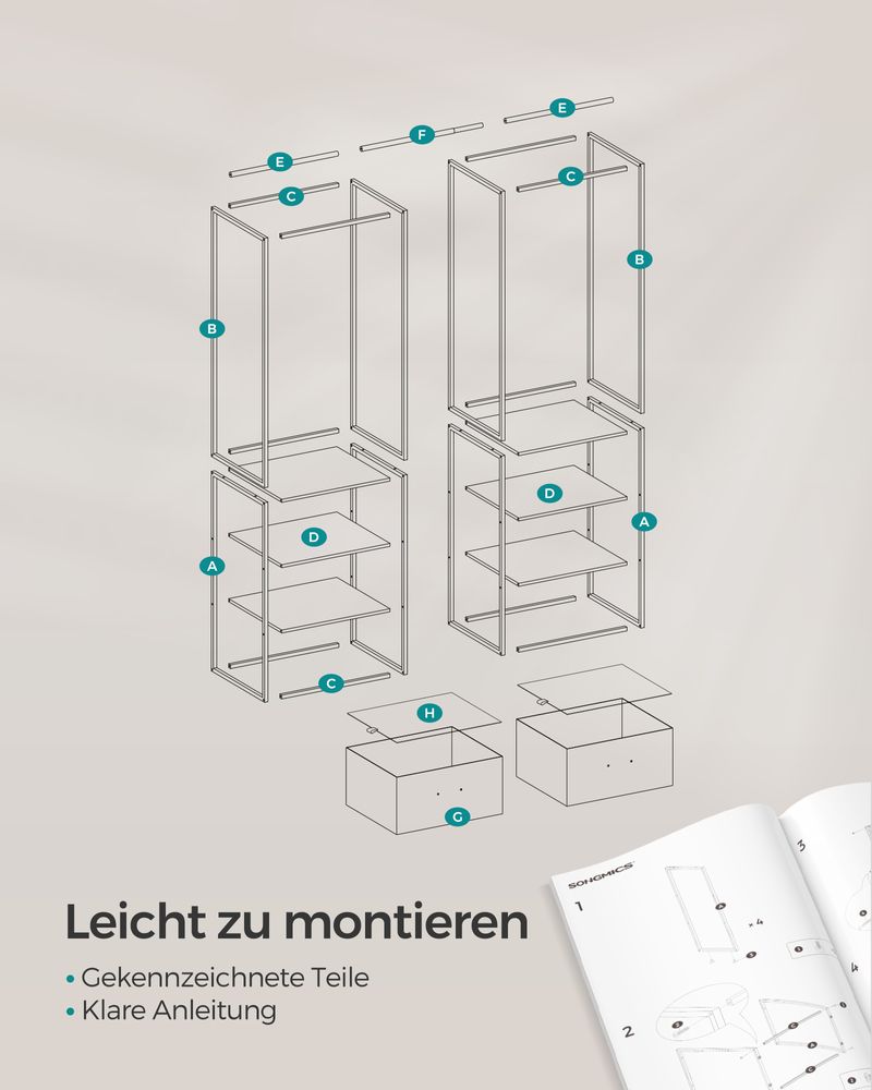 Open kledingkast met verstelbaar ontwerp - praktisch en robuust - De Vries Meubels