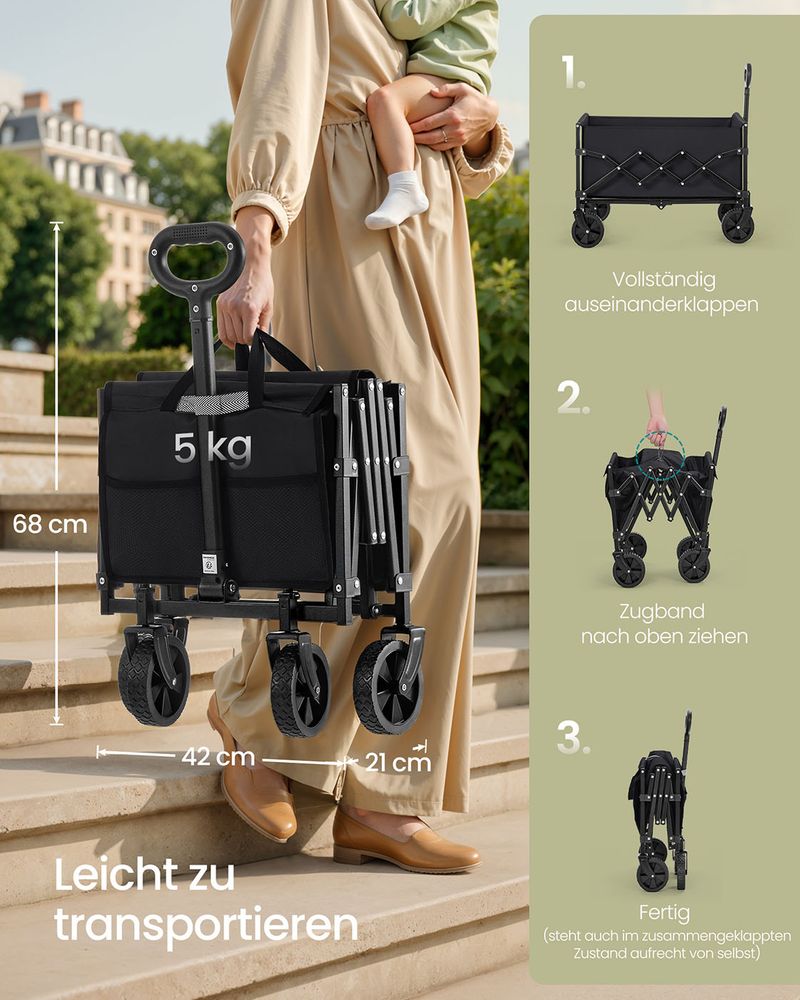 Opvouwbare Handkar - Bolderkar - Boodschappenkar - De Vries Meubels