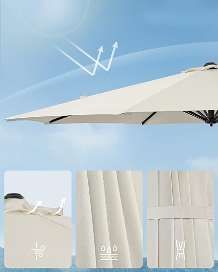 Parasol met Zwengel - UPF 50+ - 360° Draaibaar & Kantelbaar - Ø 300 cm - De Vries Meubels