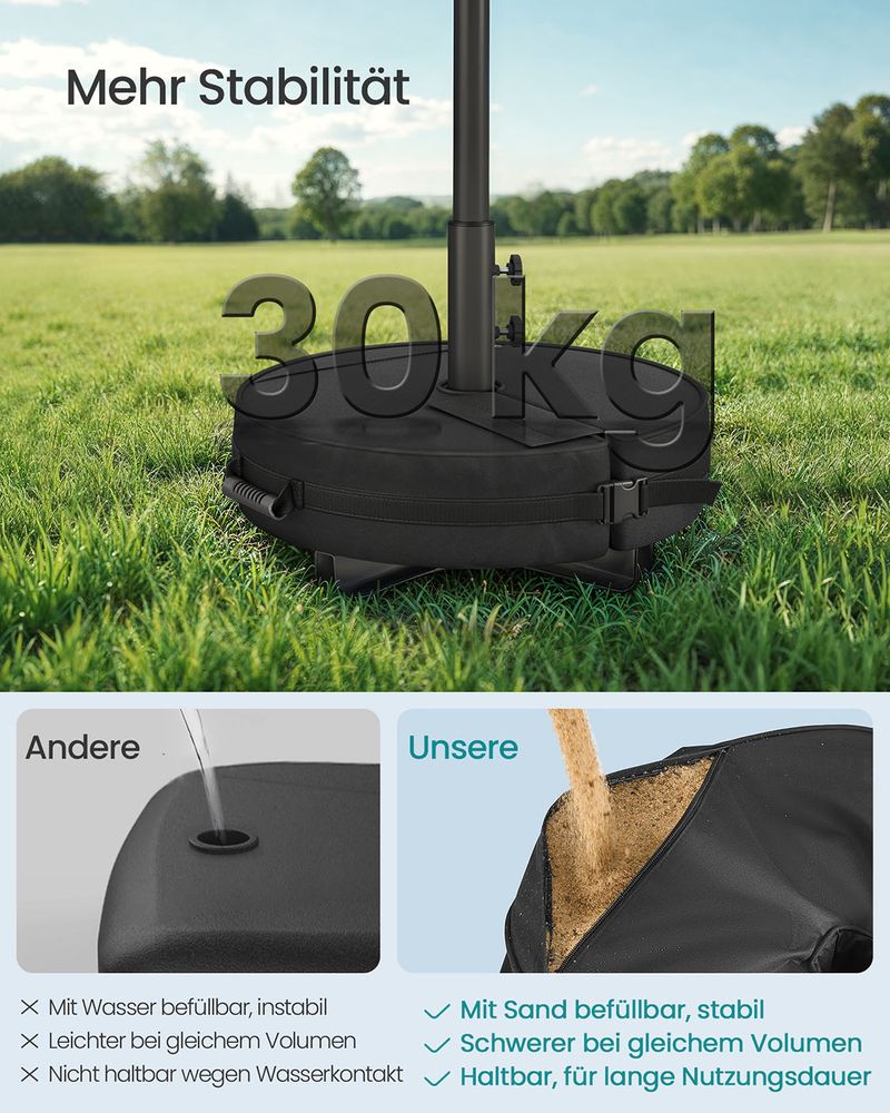 Parasolvoet met Gewichtszak - Stabiele Parasolstandaard voor Diverse Parasols - De Vries Meubels