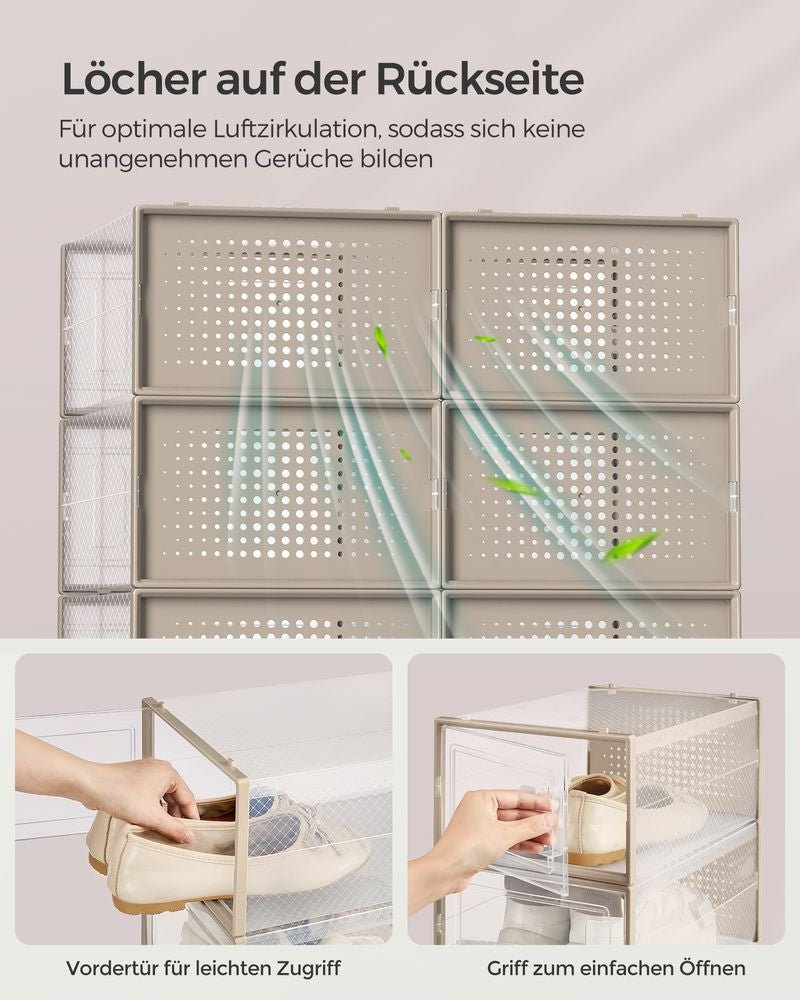 Schoenendozen Set van 18 - Transparante Stapelbare Schoenenopbergers met Deurtje - De Vries Meubels