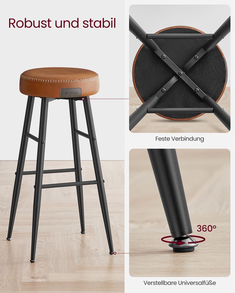 Set van 2 Barkrukken - Luxe Keukenstoelen - Verstelbare Poten - De Vries Meubels