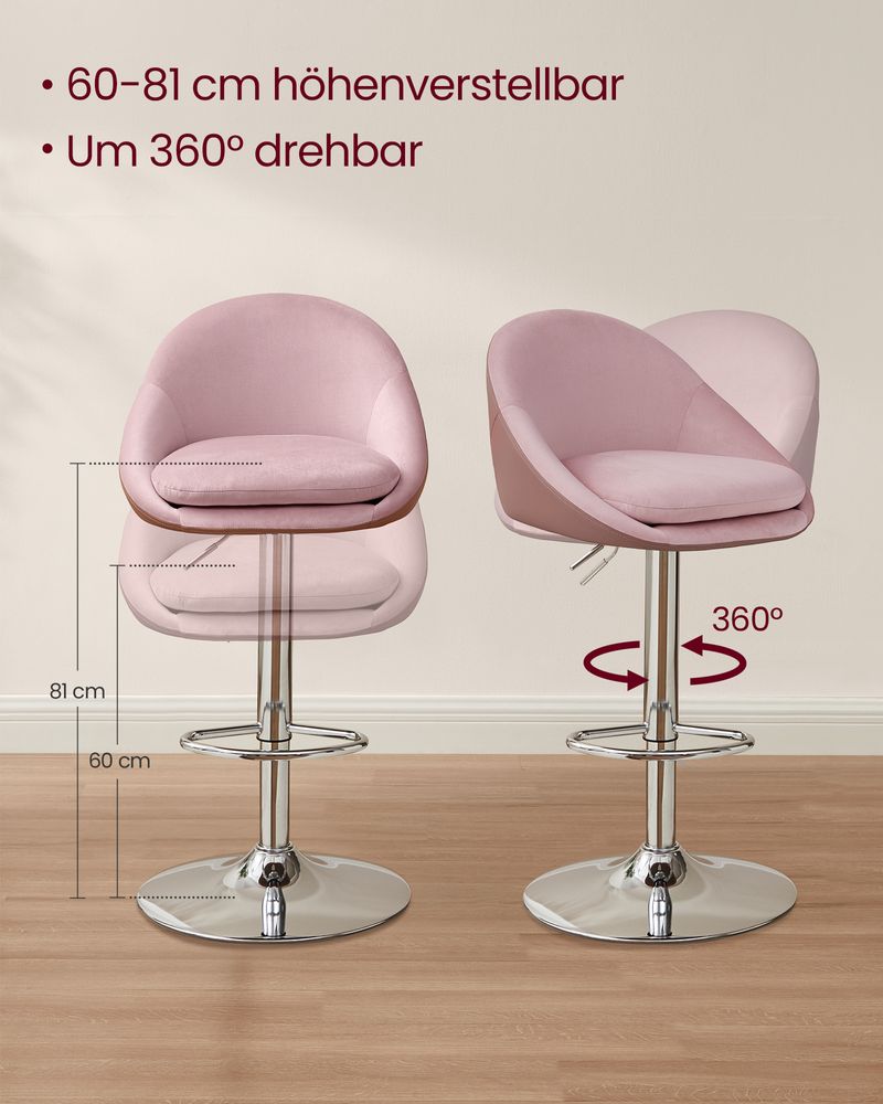 Set van 2 Luxe Barstoelen - Bouclé - Fluweel - Verstelbaar - De Vries Meubels