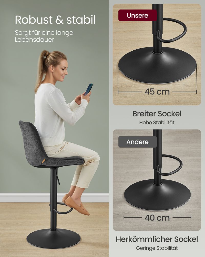 Set van 2 verstelbare barstoelen met rugleuning en voetsteun - 360° draaifunctie - De Vries Meubels