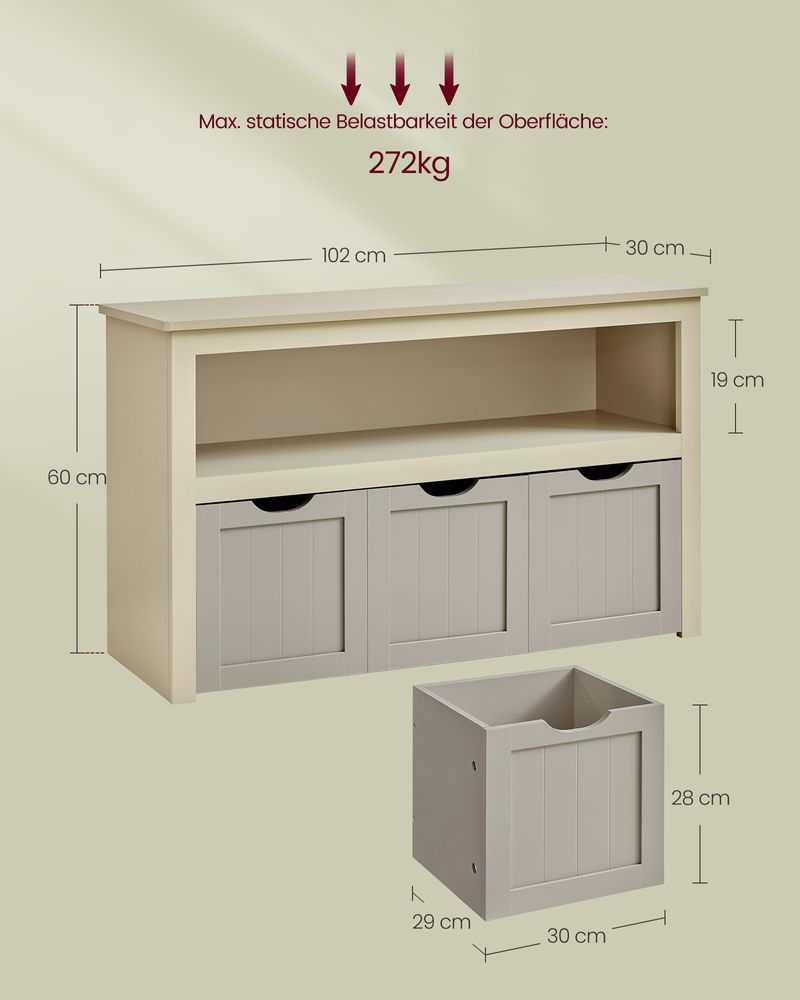 Speelgoedkast met 3 opbergbakken - stijlvol en praktisch - Kinderkamer - De Vries Meubels