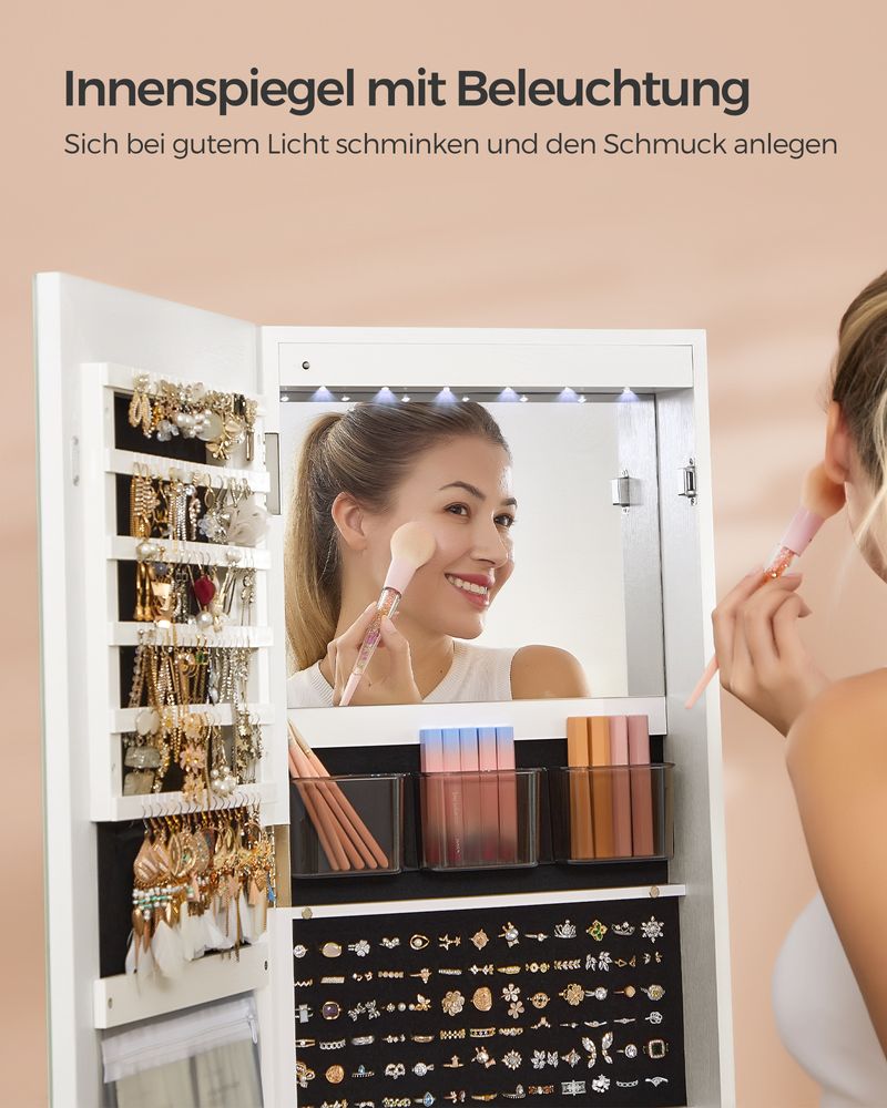 Spiegelkast met LED - Sieradenkast - Staande Spiegel met Opbergruimte - De Vries Meubels