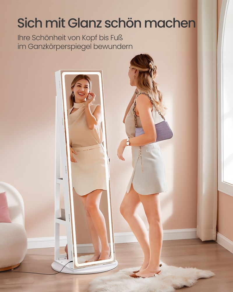 Spiegelkast met LED - Sieradenkast - Staande Spiegel met Opbergruimte - De Vries Meubels