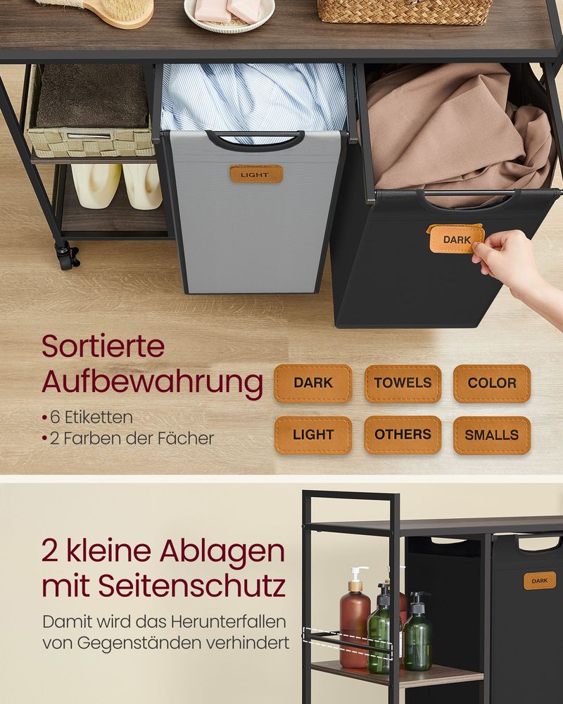 Wasmand Wagen 2 x 50L - Wasmand met Wieltjes - De Vries Meubels