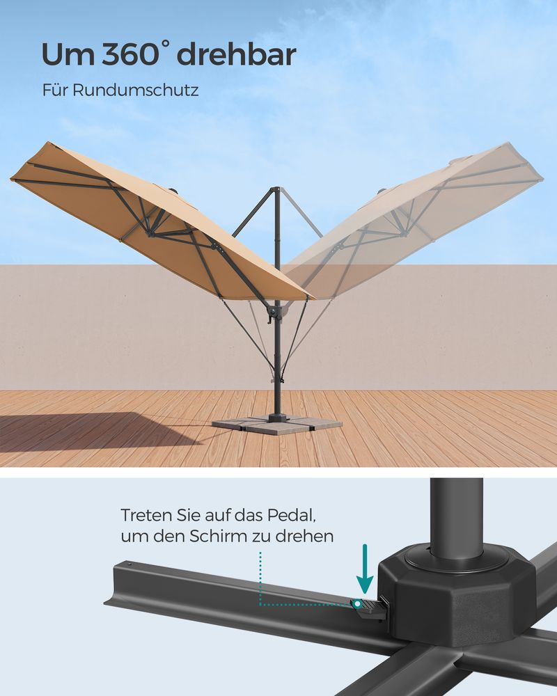 Zweefparasol 270 x 270 cm - Compleet Verstelbaar en 360° draaibaar - De Vries Meubels