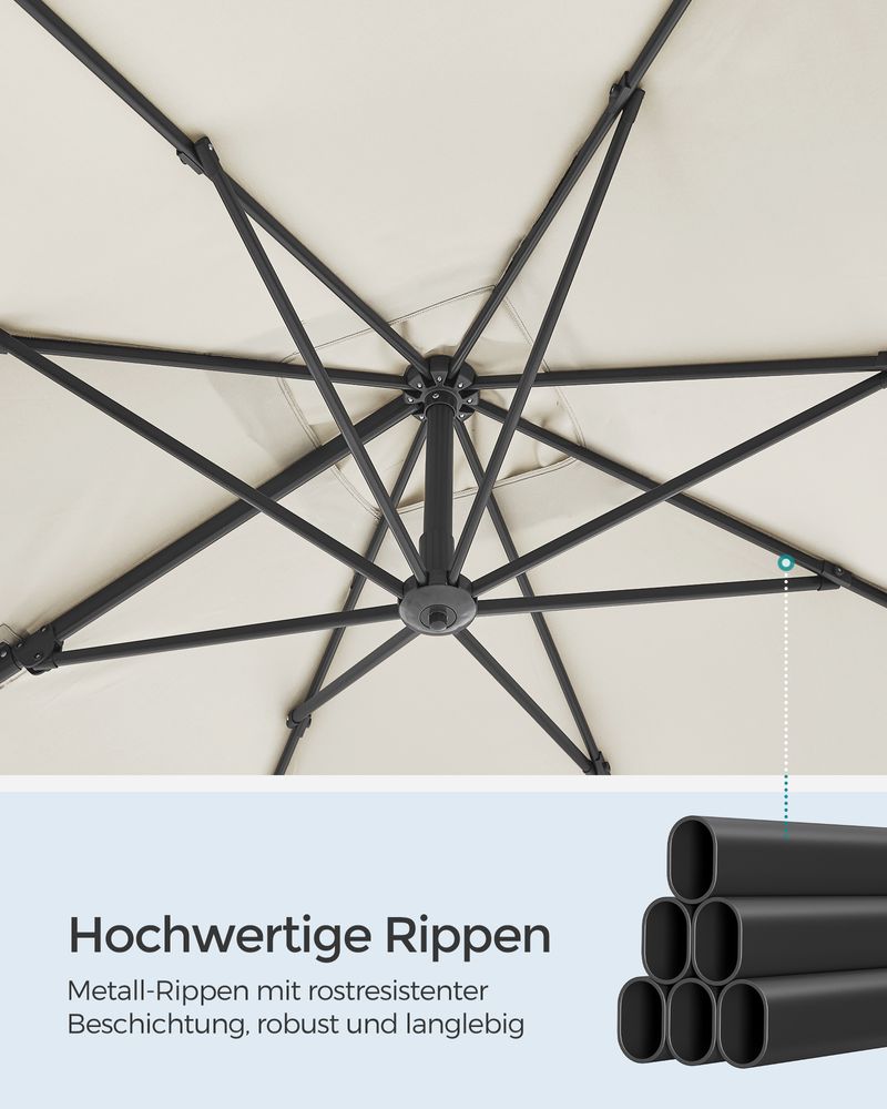 Zweefparasol 270 x 270 cm - Compleet Verstelbaar en 360° draaibaar - De Vries Meubels