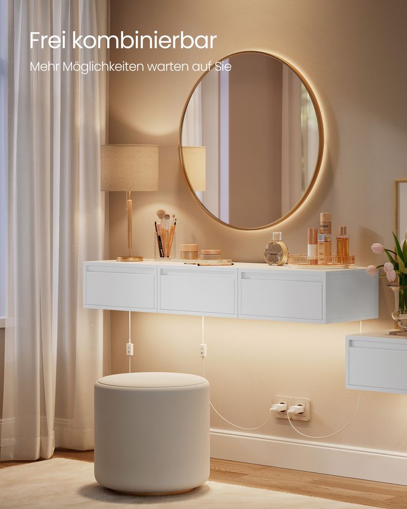 Zwevend Nachtkastje met LED - verlichting - Minimalistisch en Praktisch - De Vries Meubels