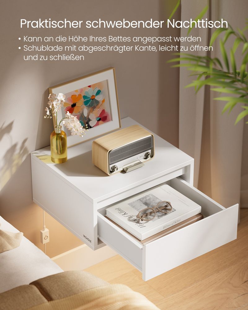 Zwevend Nachtkastje met LED - verlichting - Minimalistisch en Praktisch - De Vries Meubels